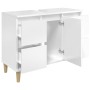 Mobile Lavabo Bianco Lucido 80x33x60 cm in Legno Multistrato