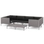 Set Divani da Giardino 7 pz con Cuscini Polyrattan Grigio Scuro