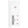 Credenza Bianco Lucido 69,5x34x180 cm in Legno Multistrato