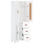 Credenza Bianco Lucido 69,5x34x180 cm in Legno Multistrato