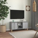 Mobile TV Gambe in Legno Massello Grigio Sonoma 103,5x35x50 cm