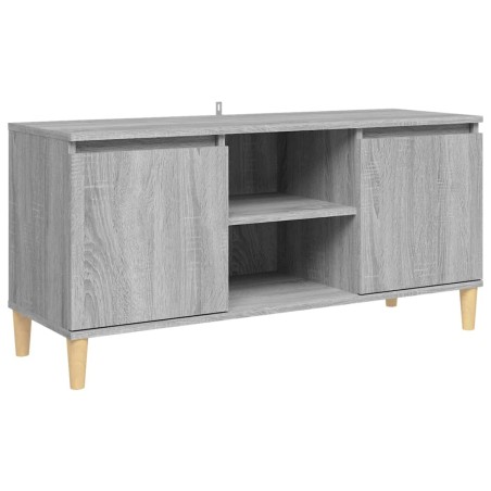 Mobile TV Gambe in Legno Massello Grigio Sonoma 103,5x35x50 cm