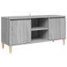 Mobile TV Gambe in Legno Massello Grigio Sonoma 103,5x35x50 cm