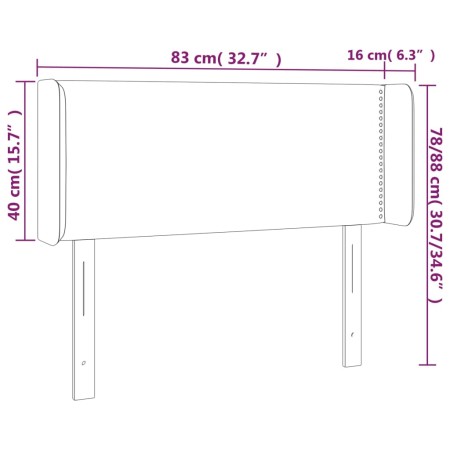 Testiera a LED Rosa 83x16x78/88 cm in Velluto