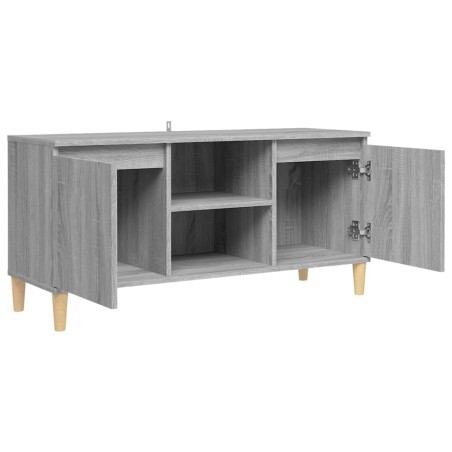 Mobile TV Gambe in Legno Massello Grigio Sonoma 103,5x35x50 cm