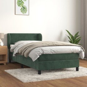 Giroletto a Molle con Materasso Verde Scuro 90x190 cm Velluto