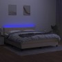 Letto a Molle con Materasso e LED Crema 180x200 cm in Tessuto