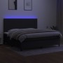 Letto a Molle Materasso e LED Nero 200x200cm in Tessuto