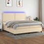 Letto a Molle Materasso e LED bianco 200x200cm in Tessuto