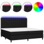 Letto a Molle Materasso e LED Nero 200x200cm in Tessuto