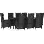 Set da Pranzo da Giardino 9 pz con Cuscini Nero in Polyrattan