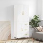 Credenza Bianco Lucido 69,5x34x180 cm in Legno Multistrato