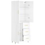 Credenza Bianco Lucido 69,5x34x180 cm in Legno Multistrato