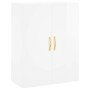 Credenza Bianco Lucido 69,5x34x180 cm in Legno Multistrato