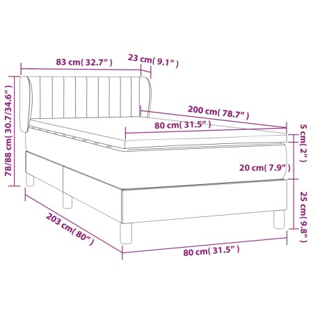 Giroletto a Molle con Materasso Blu Scuro 80x200 cm in Velluto