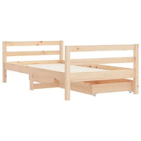 Giroletto per Bambini con Cassetti 80x160cm Legno Massello Pino