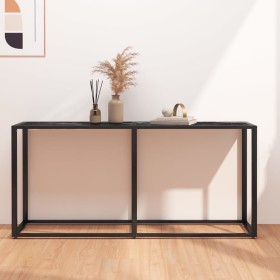 Tavolo Consolle Nero Marmo 160x35x75,5 cm in Vetro Temperato