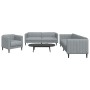 Set di Divani 3 pz Grigio Chiaro in Tessuto