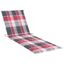 Lettino da Giardino con Cuscino Tartan Rosso in Pino Impregnato