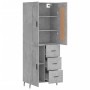 Credenza Grigio Cemento 69,5x34x180 cm in Legno Multistrato