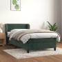 Giroletto a Molle con Materasso Verde Scuro 90x190 cm Velluto