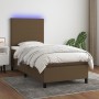 Letto a Molle Materasso e LED Marrone Scuro 100x200 cm Tessuto