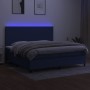 Letto a Molle Materasso e LED Blu 200x200cm in Tessuto