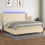 Letto a Molle Materasso e LED bianco 200x200cm in Tessuto