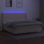 Letto a Molle Materasso e LED bianco 200x200cm in Tessuto