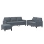 Set di Divani 3 pz con Cuscini Grigio Scuro in Velluto