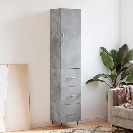 Credenza Grigio Cemento 34,5x34x180 cm in Legno Multistrato