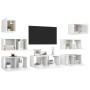 Set di Mobili Porta TV 7 pz Bianco Lucido in Legno Multistrato