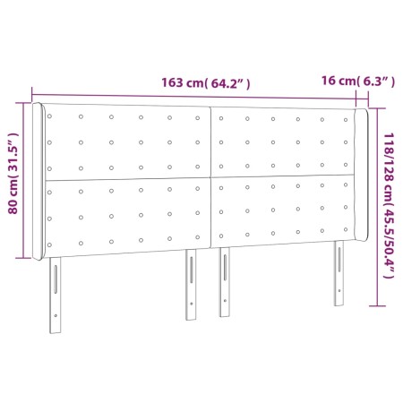 Testiera a LED Grigio 163x16x118/128cm in Similpelle