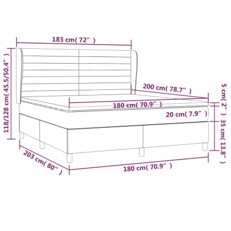 Giroletto a Molle con Materasso Tortora 180x200 cm in Tessuto