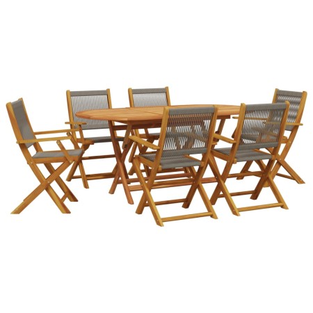 Set da Pranzo da Giardino 7 pz Polipropilene e Legno Massello