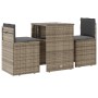 Set da Bistrò 3 pz con Cuscini Beige in Polyrattan