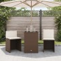 Set Bistrò 3 pz con Cuscini Marrone in Polyrattan