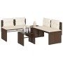 Set Divano da Giardino 4 pz con Cuscini Marrone in Polyrattan