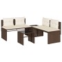 Set Divano da Giardino 4 pz con Cuscini Marrone in Polyrattan