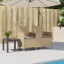 Divano Giardino 2 Posti con Tavolo e Cuscini Beige Polyrattan