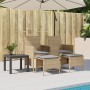 Divano Giardino 2 Posti con Tavolo e Sgabelli Beige Polyrattan