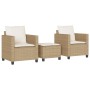 Set da Bistrò 3 pz con Cuscini Beige in Polyrattan