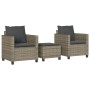 Set da Bistrò 3 pz con Cuscini Grigio in Polyrattan