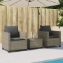 Set da Bistrò 3 pz con Cuscini Grigio in Polyrattan