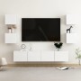 Set di Mobili Porta TV 6 pz Bianco Lucido in Legno Multistrato