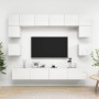 Set di Mobili Porta TV 8 pz Bianco Lucido in Legno Multistrato