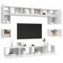 Set di Mobili Porta TV 8 pz Bianco Lucido in Legno Multistrato