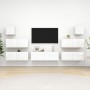 Set di Mobili Porta TV 7 pz Bianco Lucido in Legno Multistrato