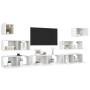 Set di Mobili Porta TV 7 pz Bianco Lucido in Legno Multistrato