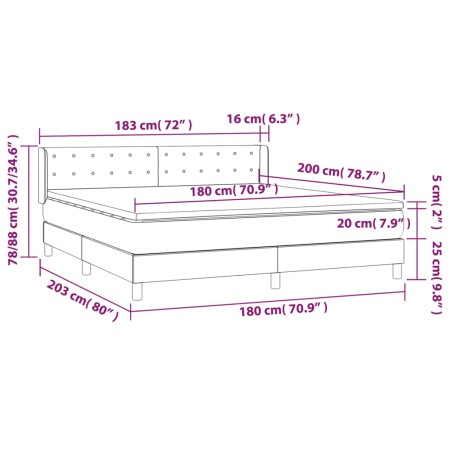 Giroletto a Molle con Materasso Rosa 180x200 cm in Velluto